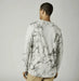 Fox Karrera Long Sleeve Tee in light grey with marble pattern, rear view.