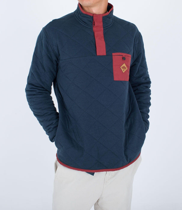 Hurley Middleton Quilted 1/4 Snap Sweatshirt Armored Navy - Boardworx