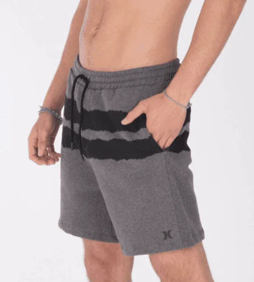 Hurley Oceancare Party Block Shorts grey heather with black stripes, drawstring waist