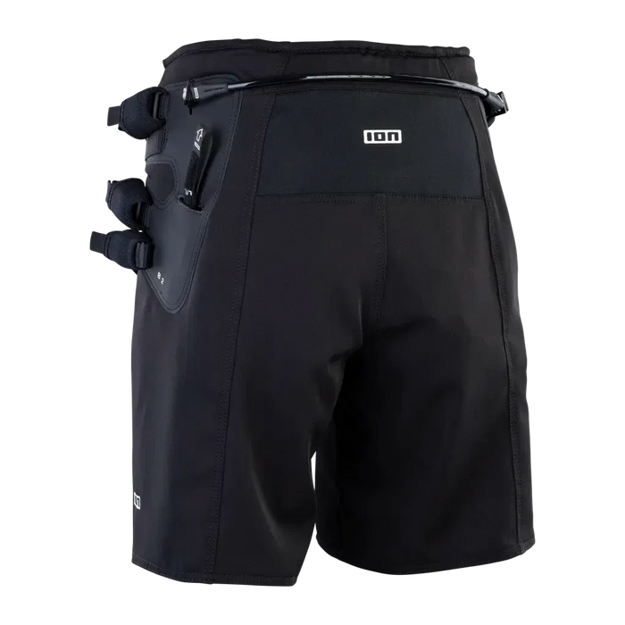 ION B2 black kitesurfing seat harness with adjustable straps and rear logo