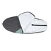 ION Core Slim mid-length wing foil board bag, grey and white, open to show padded interior