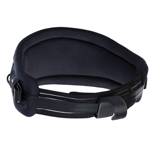 ION black wing waist harness for watersports, ergonomic padded design, adjustable straps