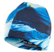 ION Neoprene Grace Wetsuit Beanie in blue, close-up with visible seam and 'loser leash' text