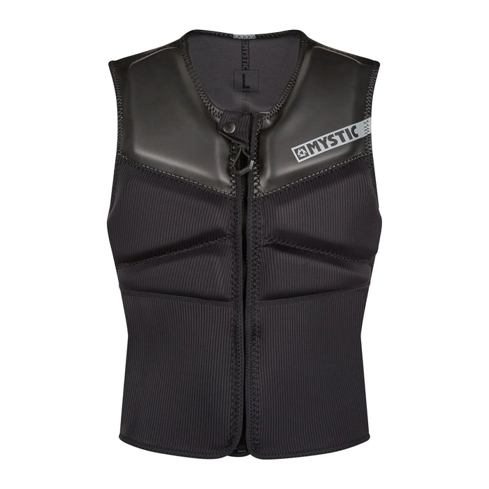 Mystic Block Impact Kite Wind Vest in black, front view, padded kitesurf impact vest