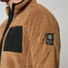 Mystic teddy zip fleece jacket in slate brown with black chest pocket and logo patch