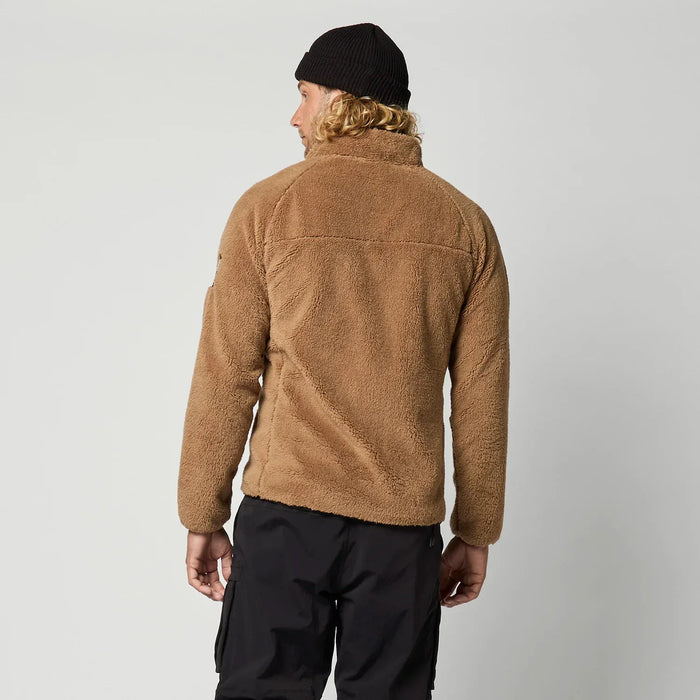 Mystic brown zip-thru fleece jacket, back view, outdoor surf clothing