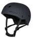 Mystic MK8 watersport helmet in matte black with chin strap and ventilation holes