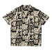 Sand short sleeve surf shirt with black graphic print and palm leaf design