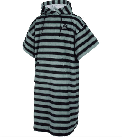Mystic Poncho Velours Grey Blue Changing Robe with stripes and hood for watersports
