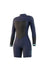 Mystic Women's Brand Long Sleeve Shorty Wetsuit 3/2mm in navy and black, front view