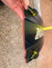 Naish Monarch kitesurfing kite board, black with yellow fins and red edge detail