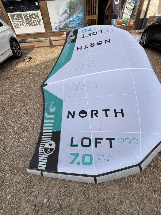 North Loft Pro 7.0m wing laid out showing the full canopy and leading edge