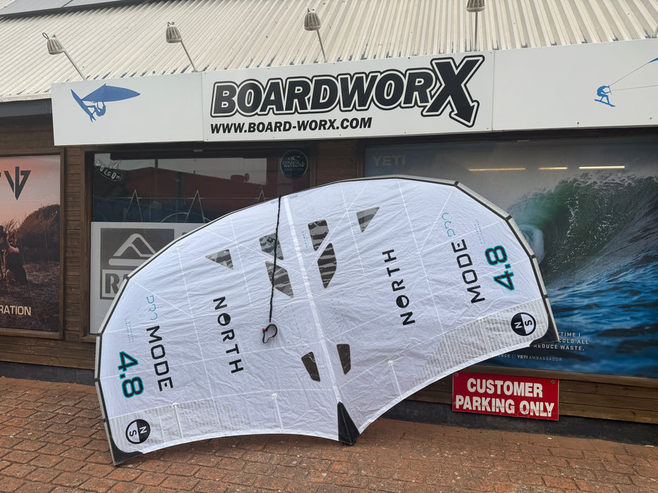 North Mode Pro 4.8m wing foil fully inflated outside Board-Worx store – second hand, good condition