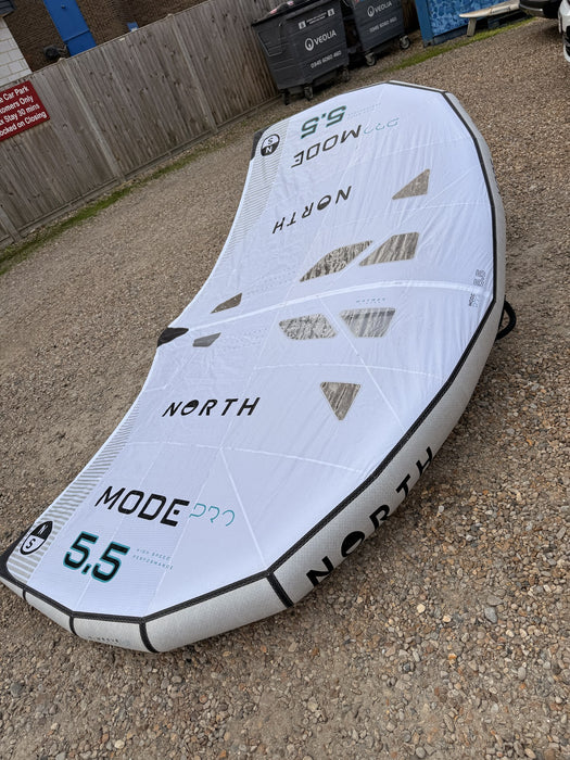 North Mode Pro 2024 5.5m wing foil wing laid out showing the full canopy and windows