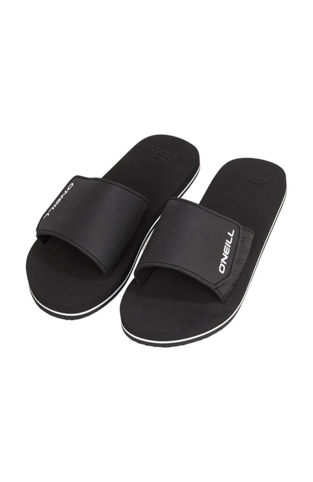 O'Neill adjustable slides men's black sandals with white logo and sole stripe