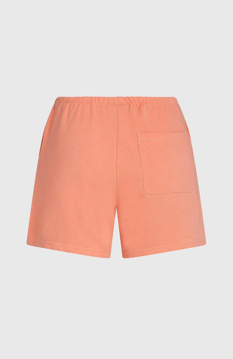 O'Neill Essentials Script coral pink sweatshorts, elastic waist, back pocket, surf clothing