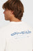 O'Neill retro back print white surf tee with blue logo, men's surf clothing