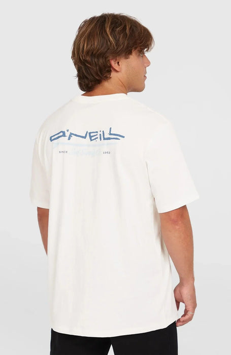 O'Neill retro back print snow white surf t-shirt, short sleeve surf clothing