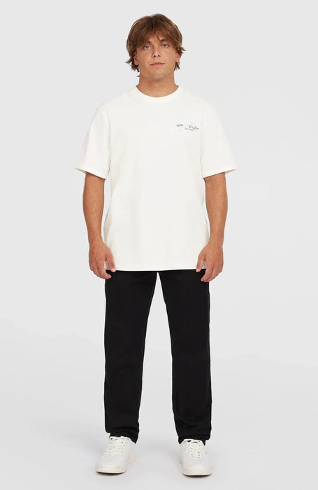 O'Neill retro back print tee in snow white, short sleeve surf t-shirt for men