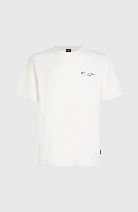 O'Neill snow white surf t-shirt with small chest logo, short sleeves, watersports clothing