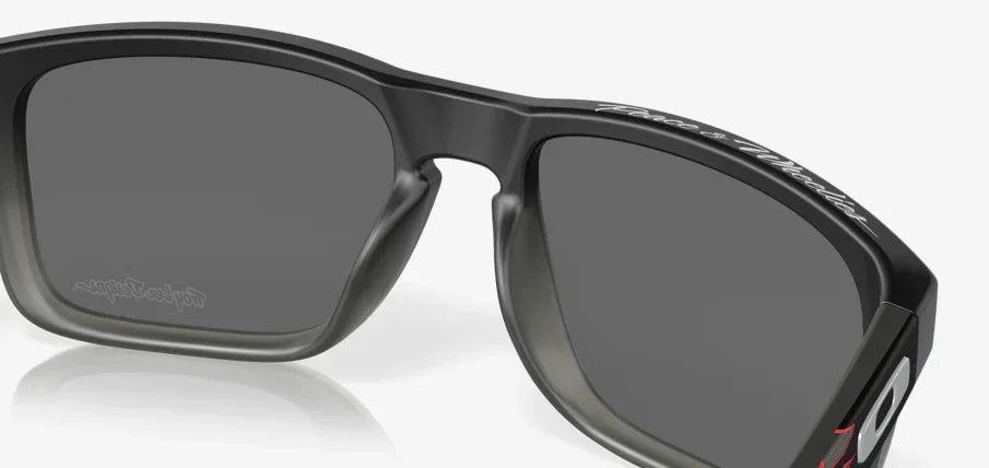 Oakley Holbrook sunglasses, black fade frame, Prizm black lenses, Troy Lee Designs logo