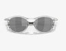 Oakley sunglasses with clear polished frame and black lenses, ideal for watersports