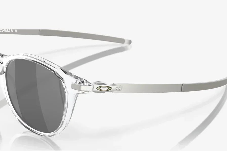 Oakley Pitchman R sunglasses with clear frame and black lenses, ideal for watersports