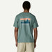 Patagonia blue sage t-shirt with skyline graphic and logo, surf casual clothing