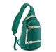 Patagonia Atom Sling Bag 8L in gem green with white zips and adjustable strap