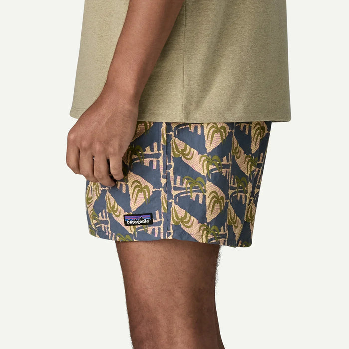 Patagonia palm print board shorts in blue and green, ideal for watersports in Whitstable, Kent.