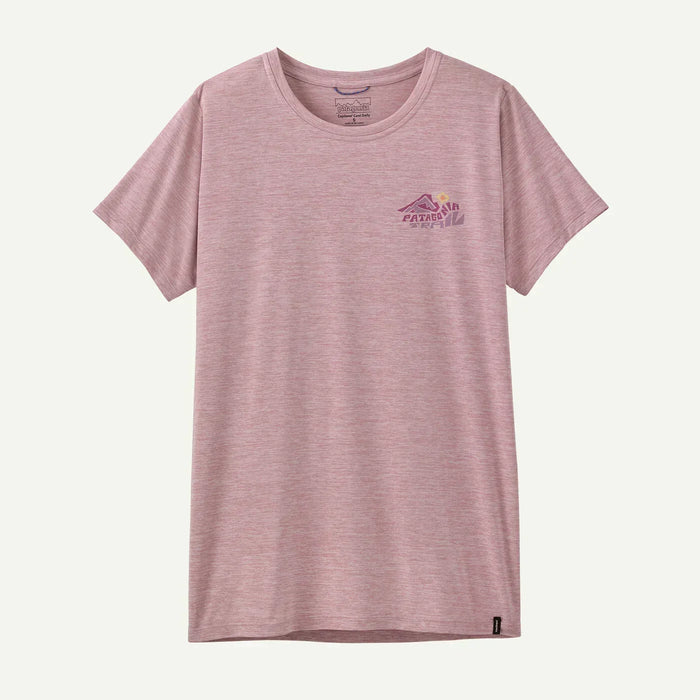 Patagonia Capilene Cool Daily Shirt in light violet with small chest logo, short sleeve
