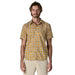 Patagonia men's short sleeve shirt with yellow floral pattern for surf lifestyle