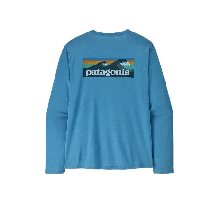 Patagonia Long-Sleeved Capilene Cool Daily Shirt - Boardshort Logo Shore Blue - Light Shore Blue X-Dye