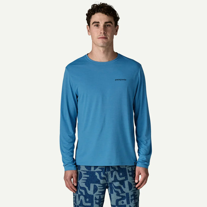 Patagonia Long-Sleeved Capilene Cool Daily Shirt - Boardshort Logo Shore Blue - Light Shore Blue X-Dye