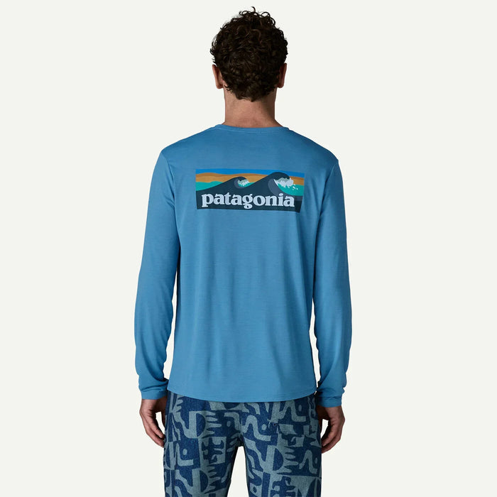 Patagonia Long-Sleeved Capilene Cool Daily Shirt - Boardshort Logo Shore Blue - Light Shore Blue X-Dye