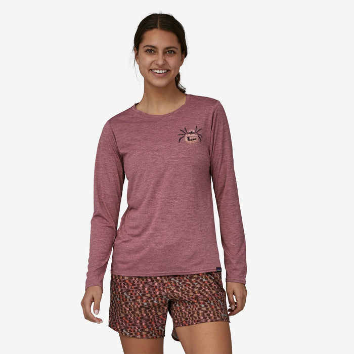 Patagonia Long-Sleeved Capilene® Cool Daily Graphic Shirt - Lands Across The Trail: Evening Mauve X-Dye - Boardworx