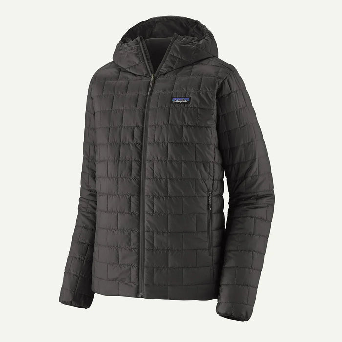 Patagonia Nano Puff black hooded insulated jacket for watersports and outdoor activities
