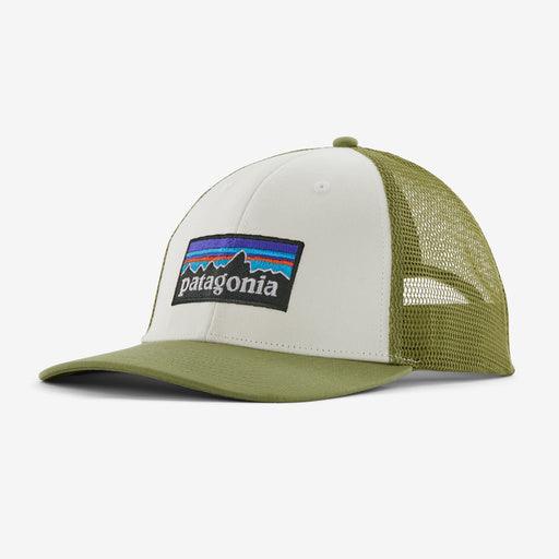 Patagonia P-6 Logo LoPro Trucker Hat White w/Buckhorn Green - Boardworx