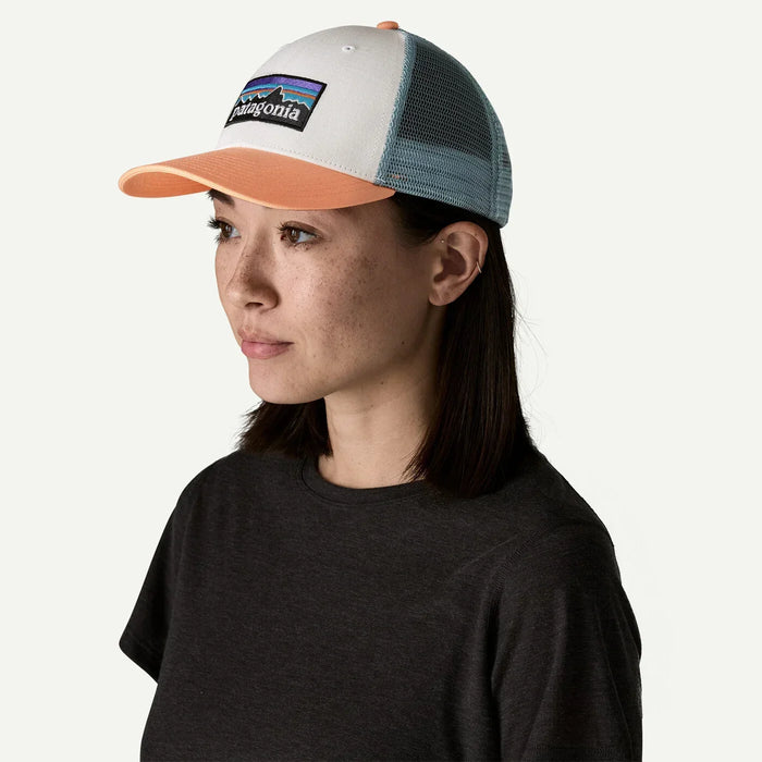 Patagonia P-6 Logo LoPro Trucker Hat White/Peach Sherbet
