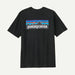 Patagonia black t-shirt with P-6 logo and mountain graphic on back, surf clothing