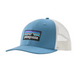 Patagonia P-6 Logo trucker hat in shore blue with mesh back, surf clothing accessory