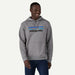 Patagonia grey hoody with P-6 logo and front pocket, casual surf clothing