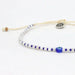 Pineapple Island blue evil eye anklet with white and blue beads, braided adjustable cord