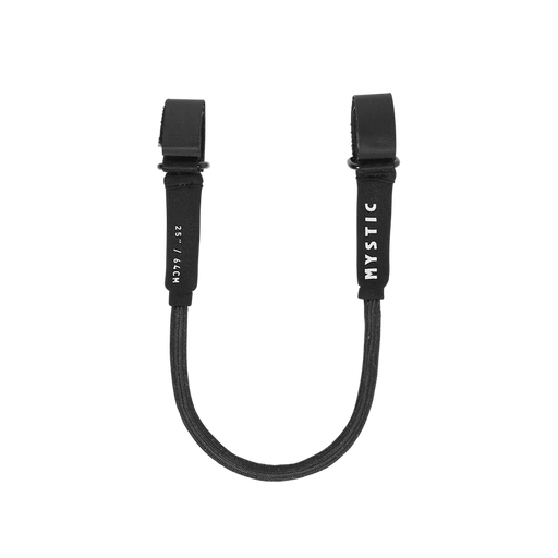 Mystic elastic wing foil harness line in black with Velcro handle attachments