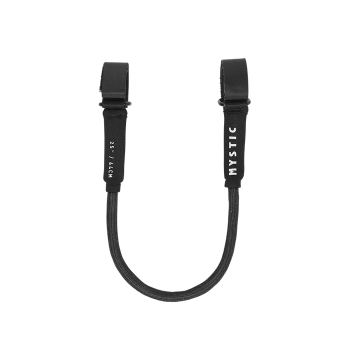 Mystic elastic wing foil harness line in black with Velcro handle attachments