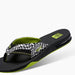 Reef Fanning flip flop with black and white checker strap and neon yellow accents, visible logo