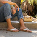 Reef Santa Ana flip flops in white with tan soles, casual summer footwear outdoors