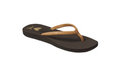 Reef Seas Ladies Flip Flops Cocoa, brown sandal with tan straps and heart detail