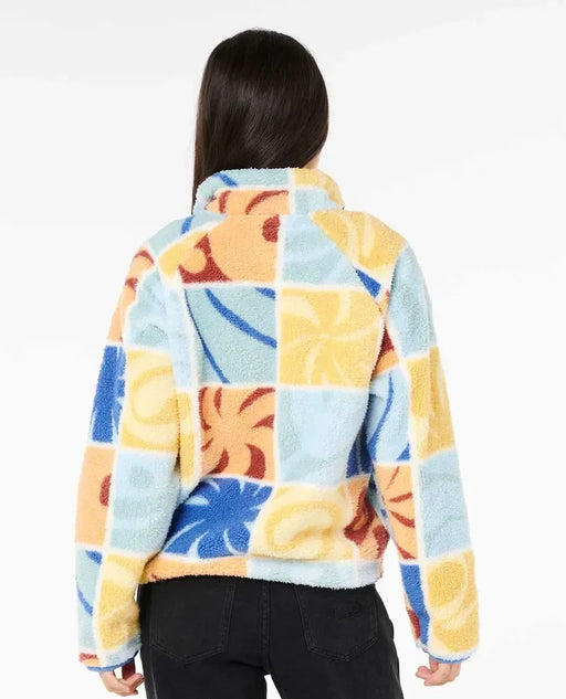 Rip Curl zip polar fleece, multicolour check, women's surf clothing, back view