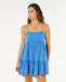 Rip Curl classic surf cover-up in bright blue with spaghetti straps, casual beachwear